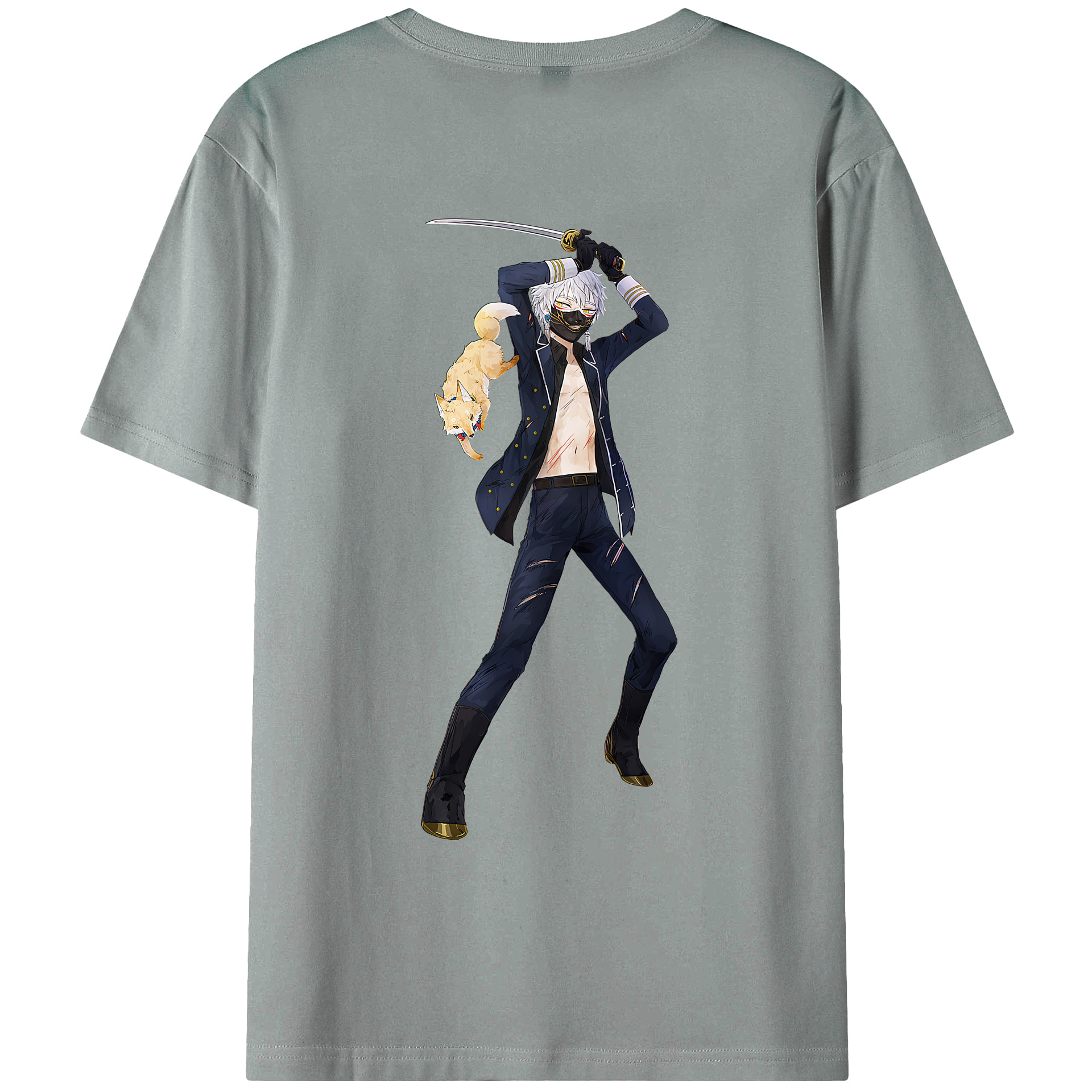（画像用） 刀剣乱舞 Touken Ranbu 綿100％ メンズ半袖Tシャツ（バックプリント） 通気性